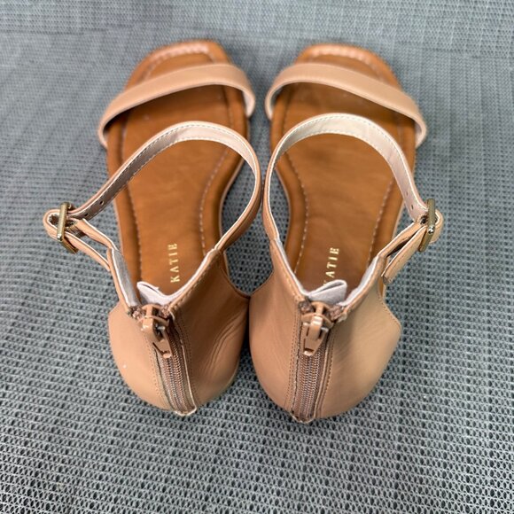 Kelly & Katie Womens Size 10M Tan Nymie Open Toe Sandals Ankle Strap Back Zipper - Picture 9 of 9